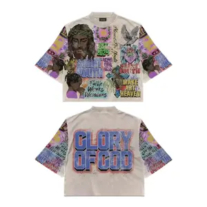 21st Century Decade American Retro Cartoon Print T-Shirt - Men's and Women's - Hip-Hop Rock Patterned T-Shirt - Giok Extra Large Size - Round Neck Pure Cotton Short Sleeve Shirt