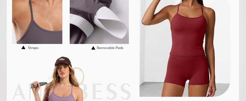 ANRABESS Women Workout Sets Build in Bra 2 Piece Outfits Tank Tops Tummy Control Shorts Yoga Gym Active Wear Clothing Set