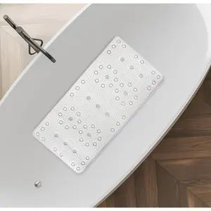 Splash Home Deluxe Softee Bathtub Mat, Non-Slip, Extra-Long Shower Mat with 58 Suction Cups and Drain Holes, 36 L x 17 W Inches,100% PVC Foam - White