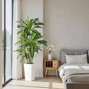 【Mother's Day】SHareconn Artificial Dracaena Fake Tree 4/5/6FT, White High Pot Artificial Plants Indoor&OutSdoor, Fake Plants for Office/Home/Living Room Potted Decoration, 5ft