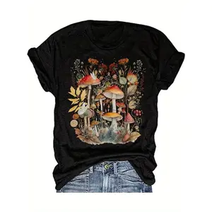 One Mushroom T-Shirt for Women Funny Cute Vintage Mushroom Graphic Tees Tops Women T-shirt Women 100% T-shirt Unisex Clothing Everyday Essentials Soft Fabric T-Shirt Gifts Valentine's Day, Easter, Father's Day, Mother's Day