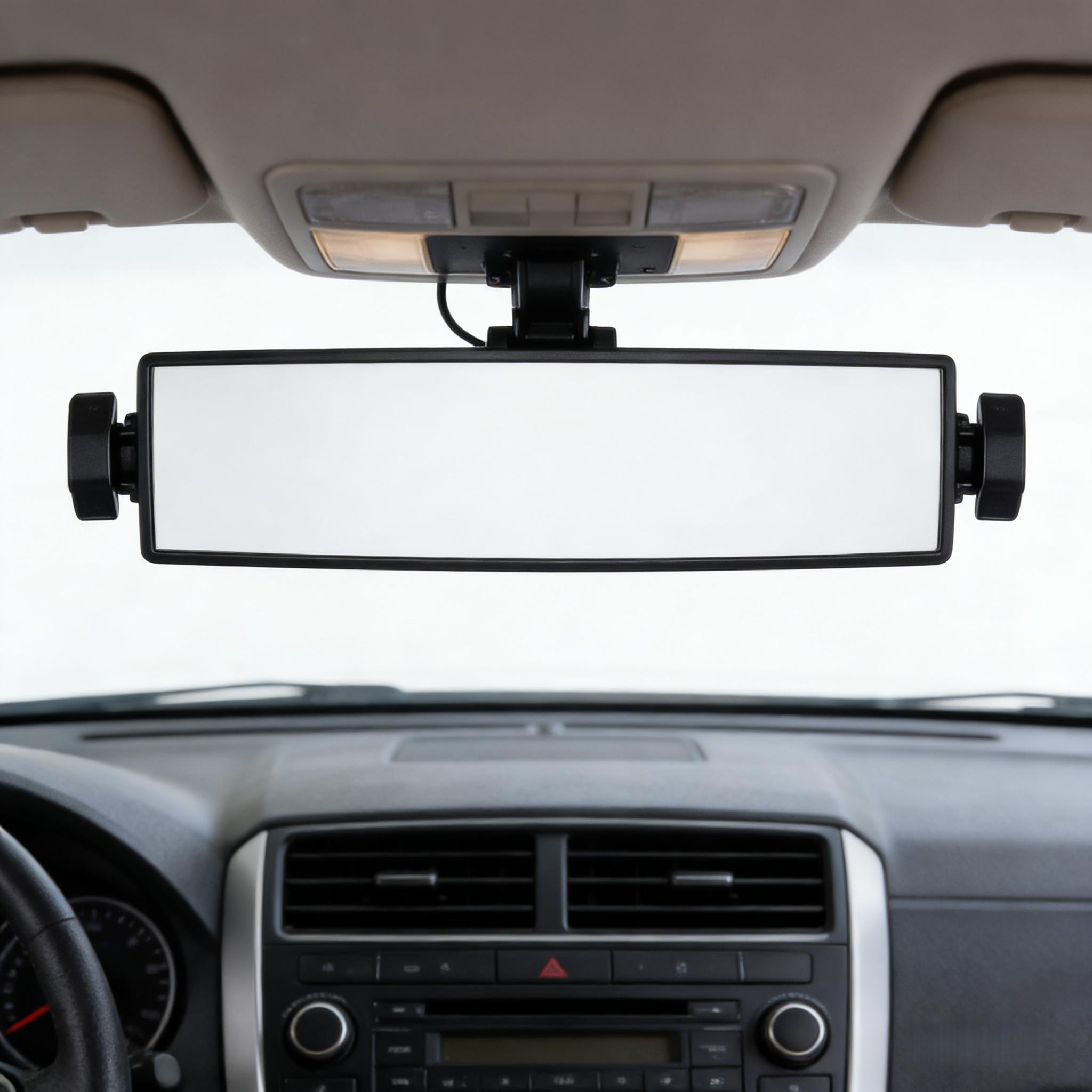 Clip on wide-angle rearview mirror, 11 inch universal interior panoramic rearview mirror, suitable for cars, trucks, and SUVs, with convex curvature design to eliminate blind spots, anti fall design, easy to install rearview mirror