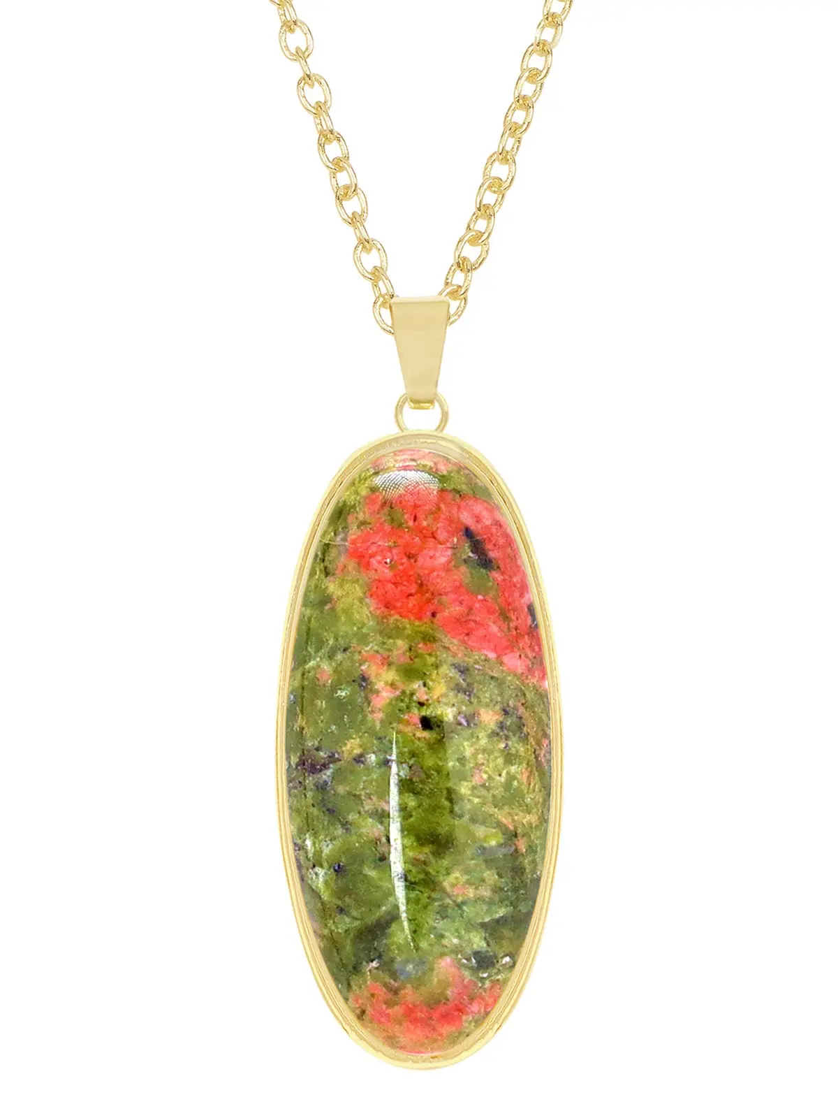Unakite Oval Pendant Necklace, Natural Gemstone Jewelry For Women Gift, Gemstone Jewelry, Necklace Of The Day