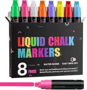 Timart Jumbo Liquid Chalk Markers 10mm Wide Tip 8 Vibrant Colors for Glass Blackboard Ceramic Wood Canvas Safe Non-Toxic Washable Easy Erase Eco-Friendly Art Tools