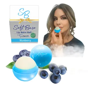 SoftBeso Lip Balm Blueberry Flavor - Moisturizing Lip Balm Ball for Beautiful, Soft Lips-Hydrating & Nourishing Vegan Lip Care- For Dry