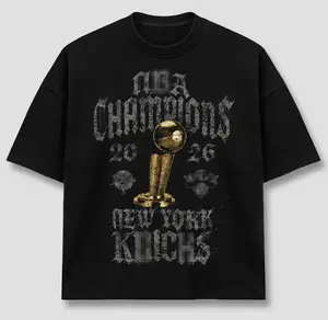 New York Basketball Champions 2026 Graphic Tee, Vintage Distressed Blue Orange Gold Trophy T-Shirt, Finals Tournament Sports Fan Merchandise, Retro Oversized Hip Hop Streetwear Top, Unisex Casual Black Short Sleeve Clothes