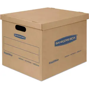 Bankers Box Small Classic Moving Box 20 Pack, Reinforced Handles, Tape-Free Assembly, Box with Lid, 15" x 12" x 10", Cardboard