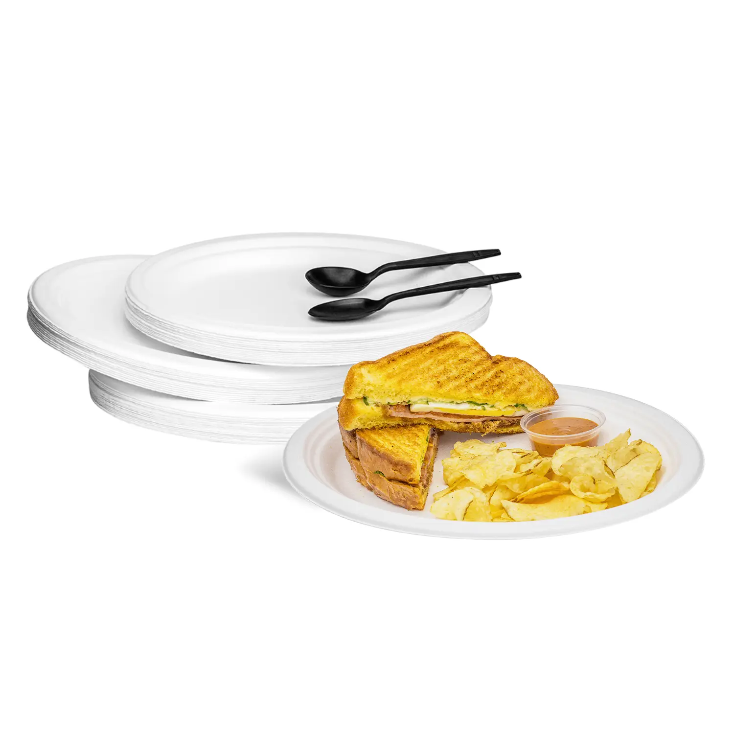 Karat Earth 10''x8'' PFAS Free Compostable Bagasse Oval Plates, White - 500 pcs