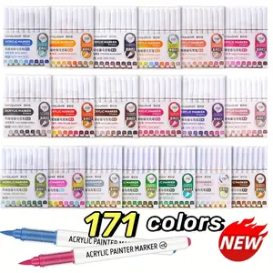 171 Color Acrylic Marker Set for Stone Wood Calligraphy Ceramics Metal Glass Rock Painting Acrylic Art Kit Professional Art Supplies