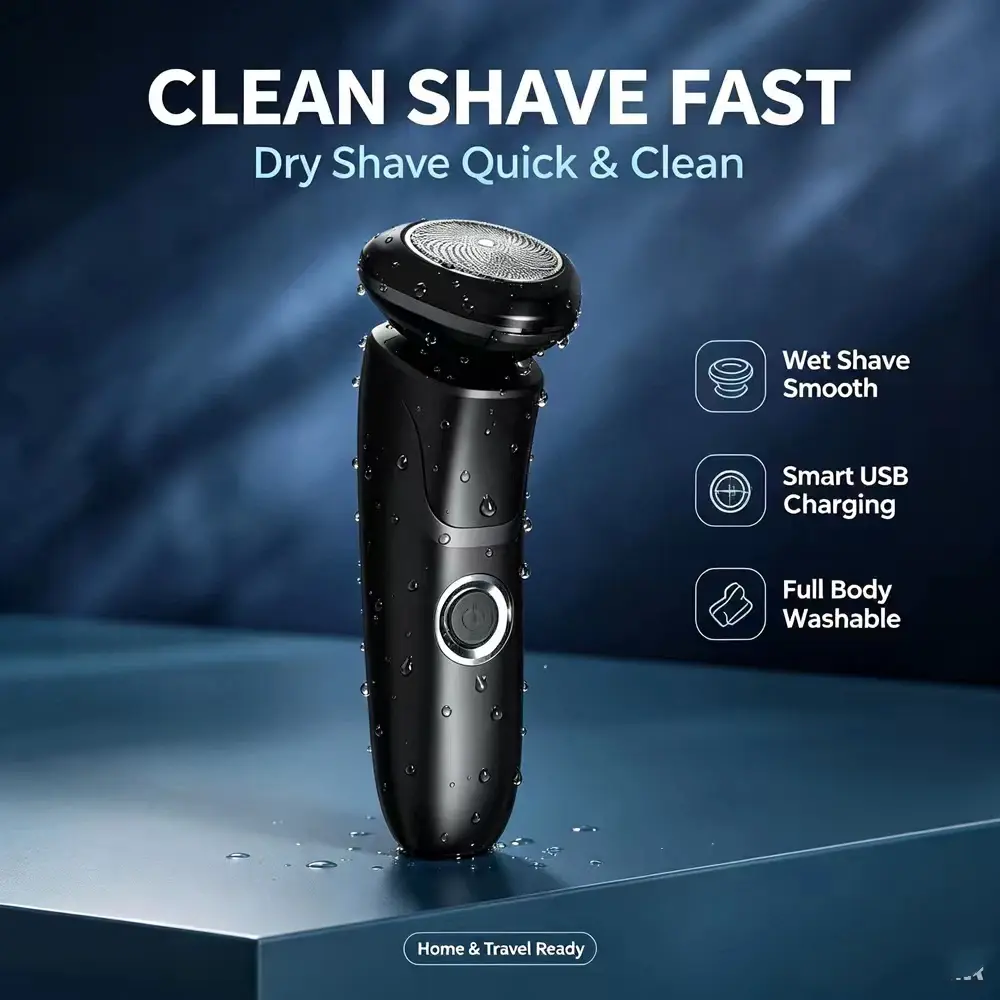 Electric Shaver for Men, Washable Rechargeable Waterproof Electric Razor Wet & Dry Shaving for Daily Travel