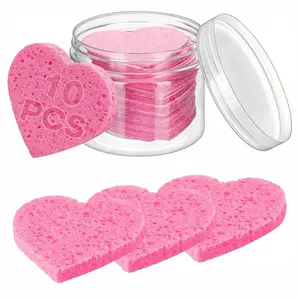 Heart-Shaped Compressed Wood Pulp Cotton Makeup Remover Wipes, Biodegradable Sponge Cleansing Face and Body, 10 Pieces Pack, Makeup Removal Wipes, Facial Cleansing Wipes