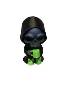 Grim Reaper Statues 3D Figure - Unique Design with Grim Reaper Enjoying Coffee, gaming, drinking a slushy, jamming to music, and Spay day models - Quirky Art for Any Collection