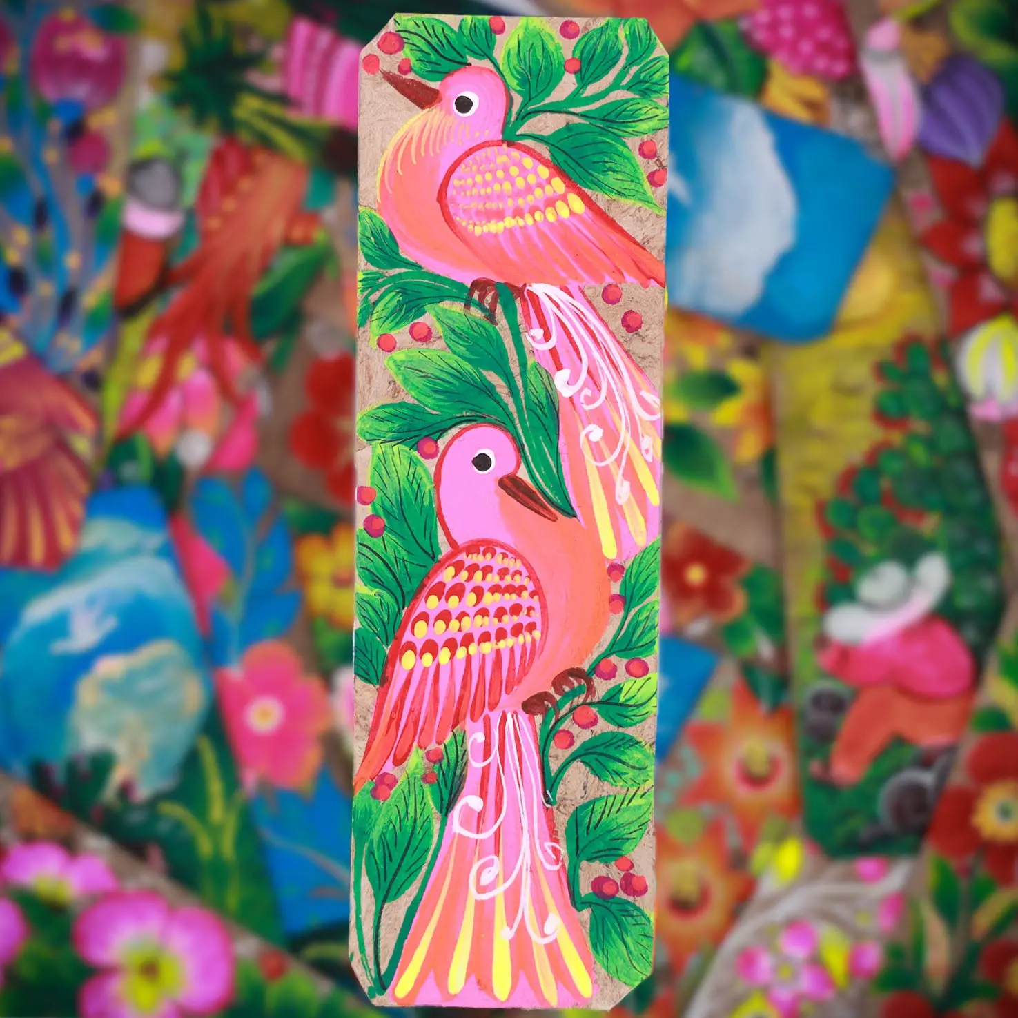 Hand-Painted Papel Amate Xalitla Bookmarks - 5.5in x 2in Decorative Bible Tabs Bookmarks, Collectibles, 1-of-a-Kind Handpainted Book Lover Gifts, Sold Individually, One Of A Kind