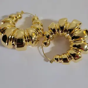 Gold Plated Chunky Hoop Earrings for Women Stylish Durable Jewelry Accessory Versatile Elegant Perfect Gift