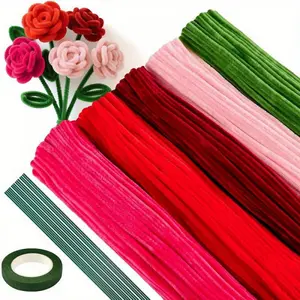 516pcs twist stick bouquet set, consisting of 5 colors, includes flower stems and adhesive tape, suitable for DIY bouquet making, ideal for beginners, party decorations, holiday gifts, etc., Handcraft (not a finished product)
