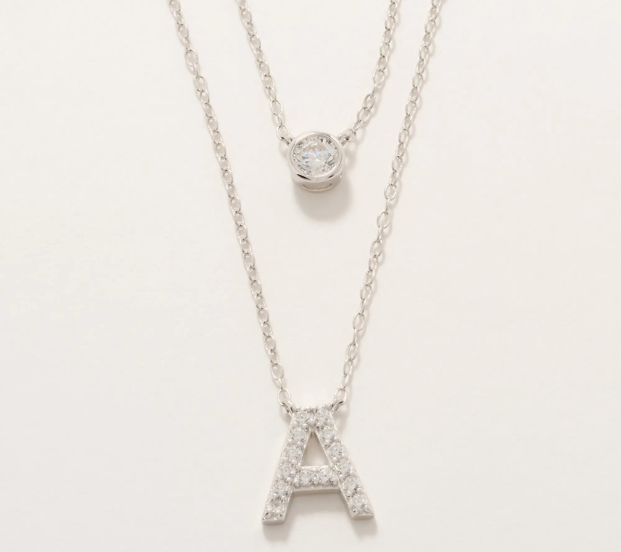 Diamonique Sterling Silver Initial Necklace with Gift Box Diamonique Sterling Silver Initial Necklace with Gift Box