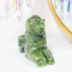 8cm  Crystal Green Jade Lion/Ganesha/skull snail carving