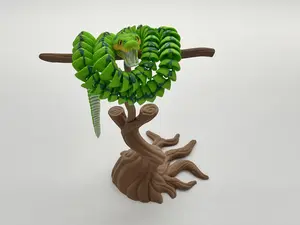 3D printed Articulated Emerald Tree Boa w/tree stand Decor Colorful