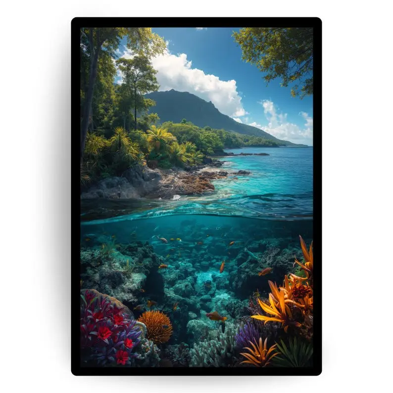 Coral Oasis Poster – Tropical Underwater Wall Art, Vibrant Ocean Reef Print, Exotic Paradise Nature Decor, Beach Coral Print