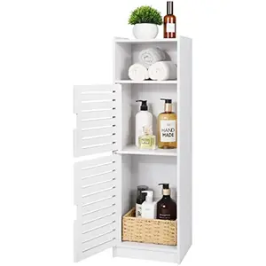 Bathroom Floor Cabinet,Small Bathroom Storage Corner Floor Cabinet with Door and Shelves,Bathroom Storage Rack Stand,Narrow Bathroom Toilet Storage Cabinet,Home Organizer for Small Spaces,White.