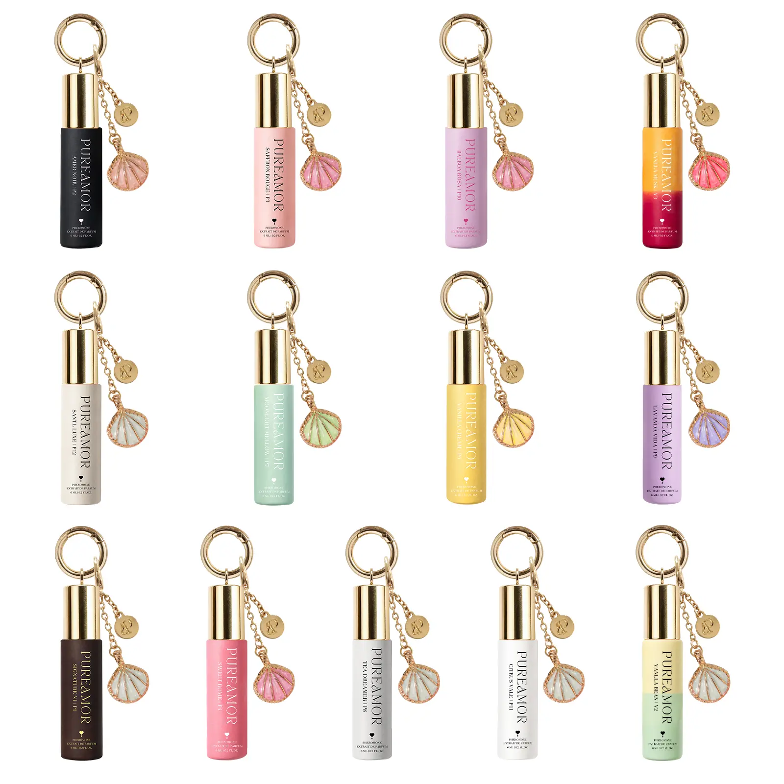PureAmor Keychain Pheromone Perfume (6ml) - 8+ Hour Long Lasting, Designer Inspired Fragrance, Choose From 13 Scents: Floral, Woody & Sweet, Pocket Fragrance - The Wardrobe 13 Pack - California Clean Fragrance