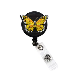 Butterfly Yellow Badge Reel ID Holder Badge Clip Funny Nurse Doctor CNA Retractable 25 inch Extension Yazzle Dazzle Original Artwork