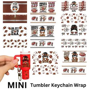Football Themed Mini Tumbler Keychain Wrap, 8 Counts/set Waterproof DIY Transfer Stickers, Funny Stickers for Crafting Personalized Tumbler Keychains, Transfer Paper