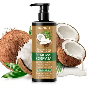 Gentle Facial Hair Removal Cream for Sensitive Skin - No Irritation, Hydrating & Smooth Finish Coconut Oil body remover