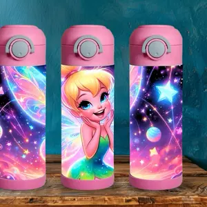 Tinker Bell 12 oz kid Tumbler - BPA Free, stainless steel, Leak proof, durable, with clear lid