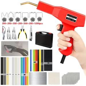 Plastic Welder Upgraded Hot Cutting Knife Head 2 In 1 Plastic Welding Kit 1200Pcs Hot Stapler Plastic Repair Kit With 100Pcs Plastic Welding Rods And 6 Types Staples Repair For Car Bumper Most Plastic