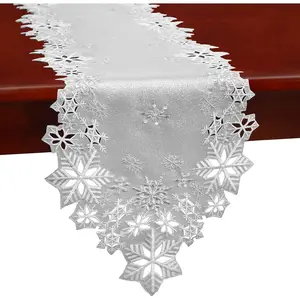 Embroidered  Snowflakes Table Runners for Christmas Holiday and Winter (, 14x54 inches)