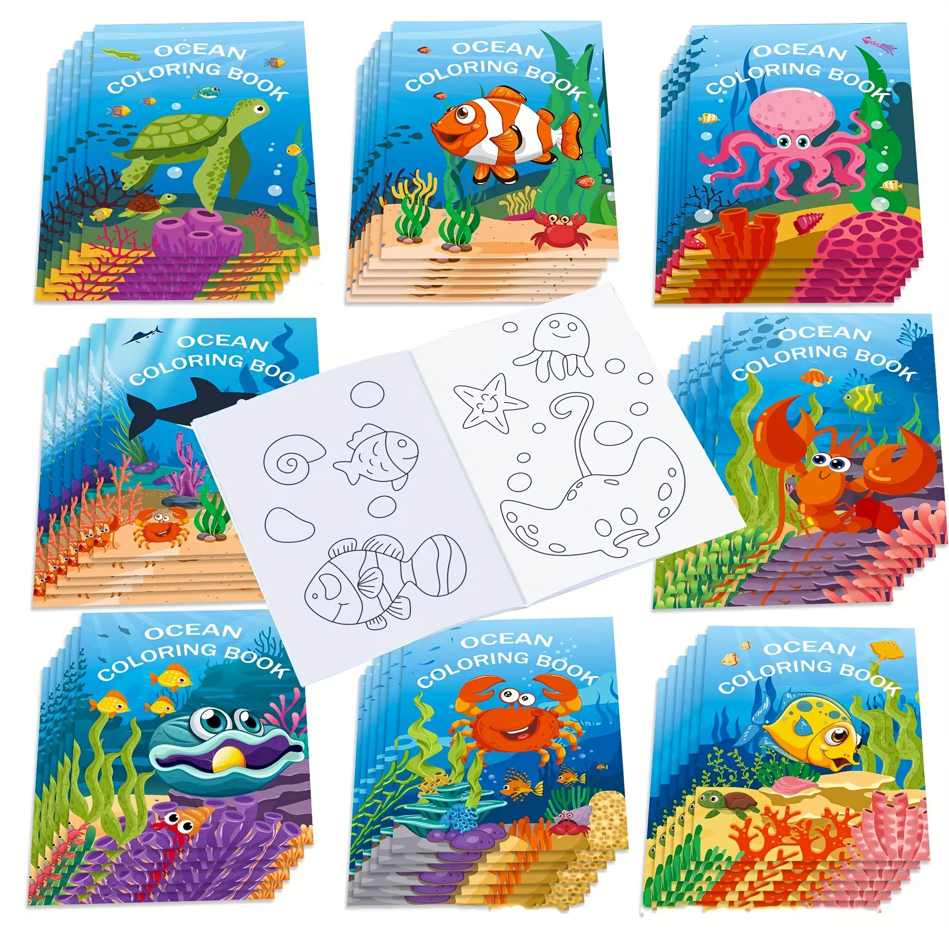 Hatwoo 6pcs Mini Coloring Art Paper , Random Style Ocean Animal Theme & Dinosaur Theme Coloring Paper for Kids, Party Favors Bulk Mini Coloring ARTs for Boys Girls, Drawing Activity ART For Birthday Gifts Goodie Bags Stuffers Classroom Travel Activity