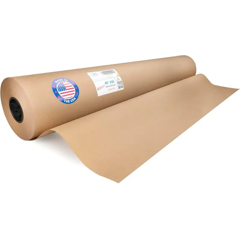 48" x 14400" (1200 feet) - USA-Made Large Brown Kraft Paper Roll - 30lb Thickness - Natural Kraft Wrapping Paper for Packing, Void Filling - Craft Material for Kids Art Projects