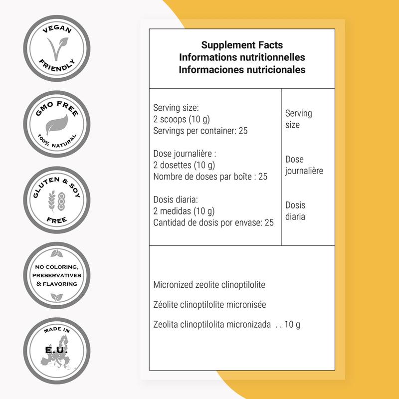 Supersmart - Zeolite Clinoptilolite Powder (High Purity) - ZCm Detox Mineral Supplement | Non-GMO & Vegan - Gluten Free - 250 g