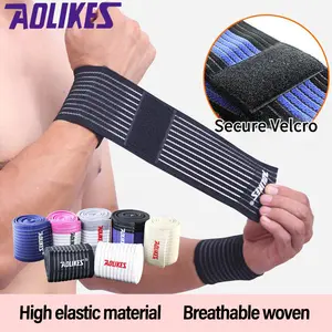 Aolikes Compression Wrist Bands 2 PCS 15.8in High-Elastic Straps for Sports Weightlifting Tennis Basketball Tendonitis Carpal Tunnel Arthritis Breathable Fabric Secure Velcro