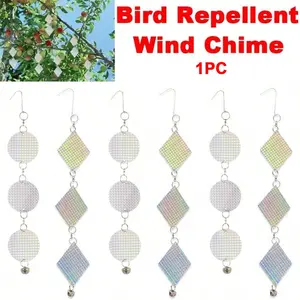 Decorative Reflective String, Garden Decoration Hanging Bell Wind Chime, Reflective Bird Deterrent String Bird Repellent, Outdoor Yard Decor, 1 Piece