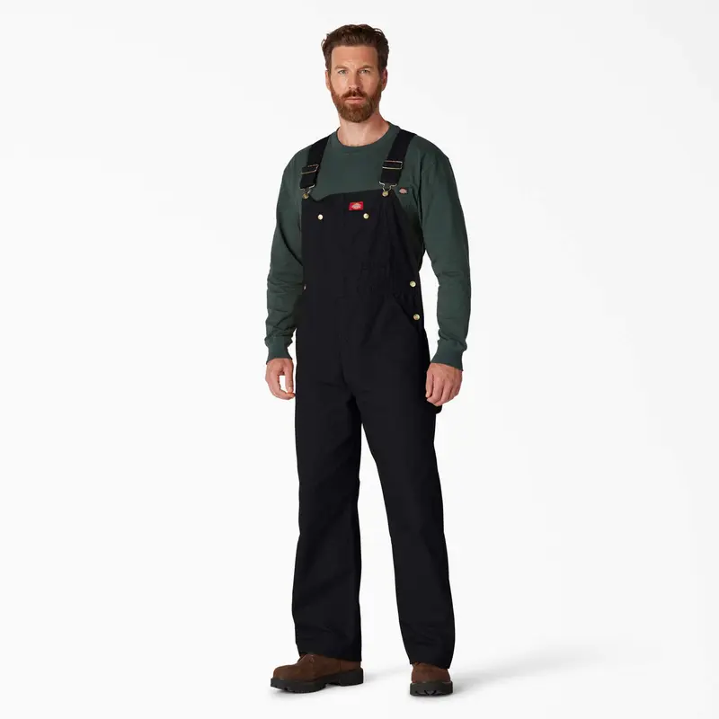 Dickies Men's Classic Cotton Machine Washable Bib Dungarees Overalls - Triple-Stitched Utility Workwear, Boot-Fit Wide Legs, High Back, Functional Pockets, Tool Pockets, Utility Loops, Plain All-Season Wear
