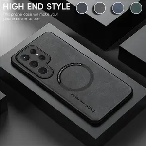 Magnetic Leather Phone Case For Samsung S24 S25 Ultra S23 FE S22 S21 S20 5G Note 20 Ultra 10 Plus Wireless Charging Cover