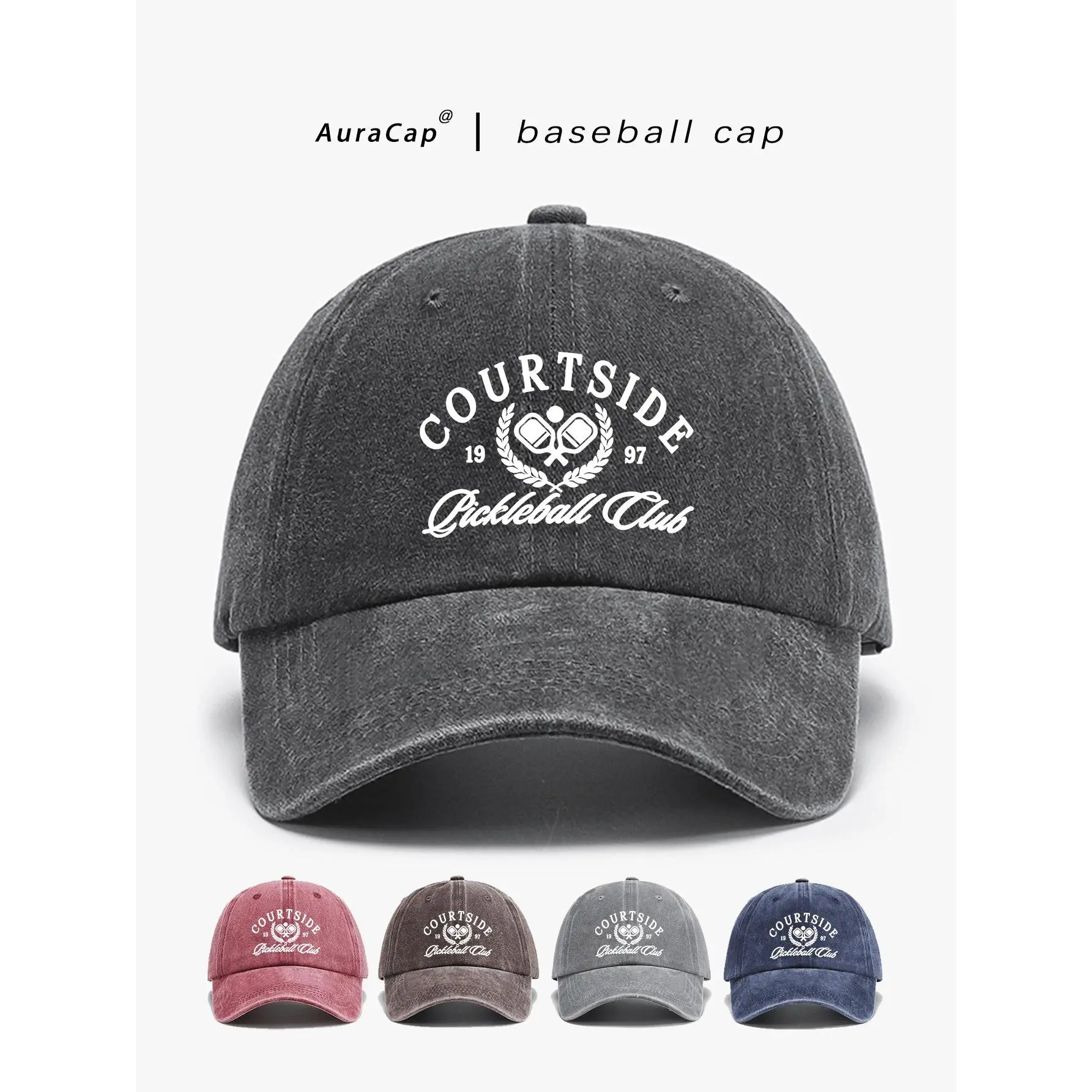 Retro Washed Curved-Brim Custom Hat - Unisex, 1 Size Fits All, Adjustable Strap, Lettering Print, Decorative Embellishment, Year-Round Use, Casual - Ideal for Valentine's Day, Weddings, Custom Hats, One Size Fits All