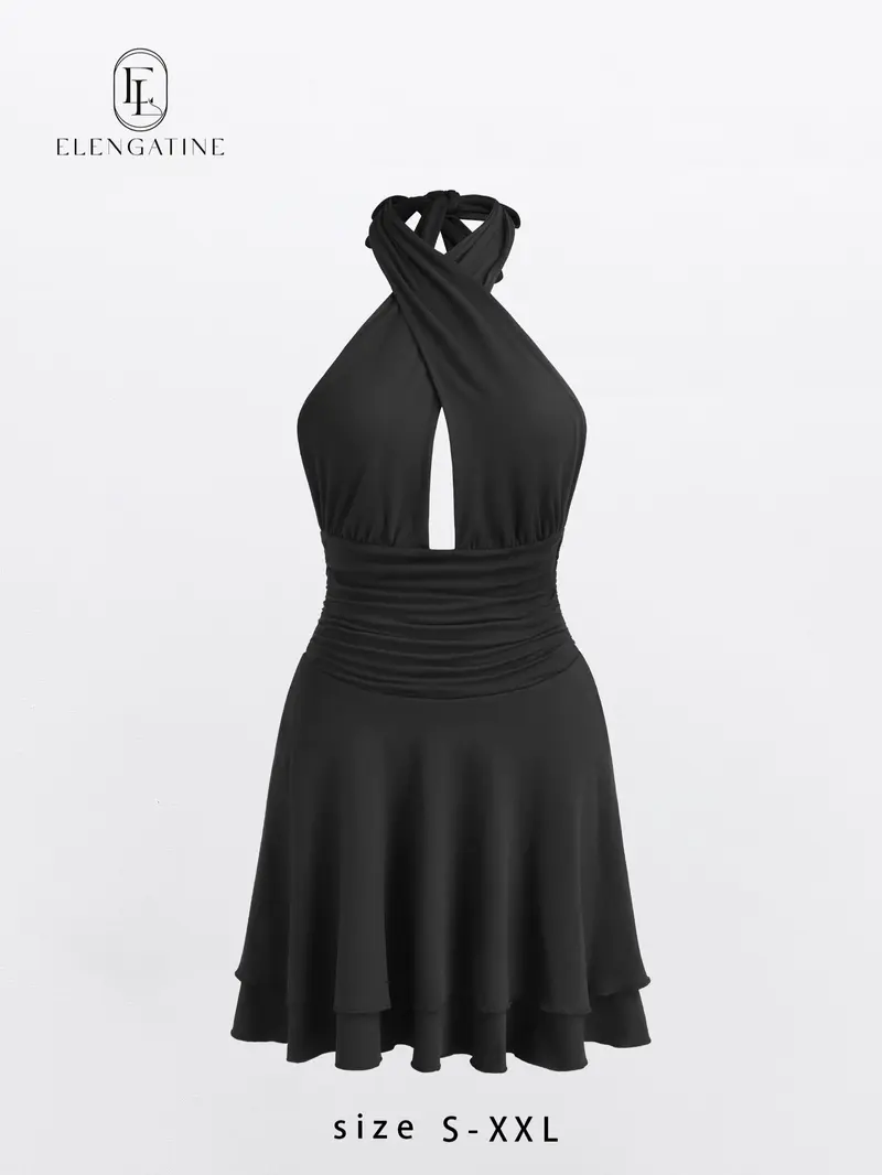 halter neck dress for large bust Halter Neck Wrap Bust Dress in Black