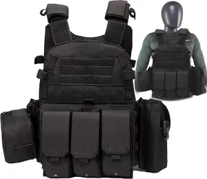 Tactical Vest for Men and Military Vest - Black Airsoft Tactical Vest Plate Carrier - Airsoft Plate Carrier Adjustable Modular Paintball Vest-Fit Adult Outdoor Cosplay