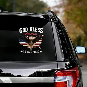 2PCS 250th USA Anniversary Car Window Decal Sticker - Patriotic UV DTF Decal - God Bless America 1776-2026 Merchandise for Vehicle Car, Laptop, Window - Eagle Independence Day of USA Sticker