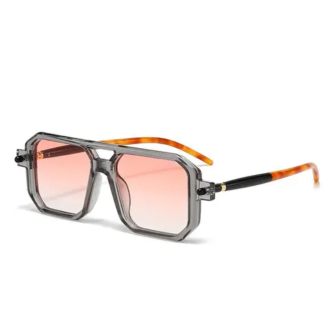 Men's Retro Square Nylon Full Rim Sunglasses - Double-Bar Metal Frame, Polarized Lenses, UV Protection, Trendy Vintage, Sporty Polarized, Street Style Shades, American Retro, 00s Style, Fashion Eyewear, Men's Accessories, Adult Gifts, Trendy Vintage Sungl