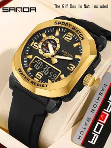 Sanda Trendy Multifunctional Electronic Watch for Teenagers, Dual Time Stopwatch Alarm, Luminous Waterproof Wristwatch, Analog Display