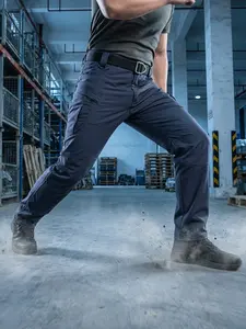 Men's Outdoor Casual Work Cargo Pants, Durable Anti-Tear, Multi-Pocket Design, Fitted, Solid Color, Ideal for Hiking, Camping, Fishing & Hunting, Casual Fitted Bottoms