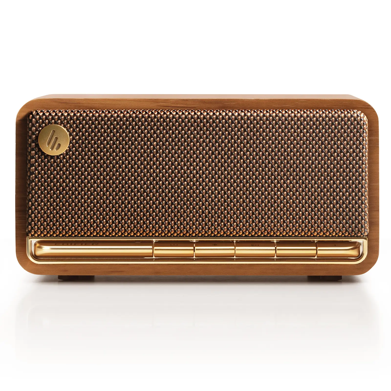 Edifier Retro Wood Bluetooth Speaker,Wireless Portable Speakers with 20W Stereo Sound,Vintage Decor Speaker with AUX,USB Soundcard,Micro SD Brown