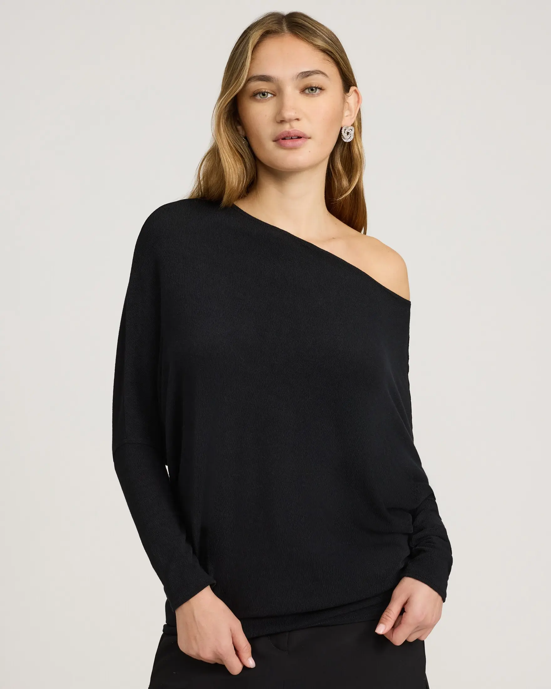 Express Relaxed Crepe Convertible Dolman Long Sleeve Sweater