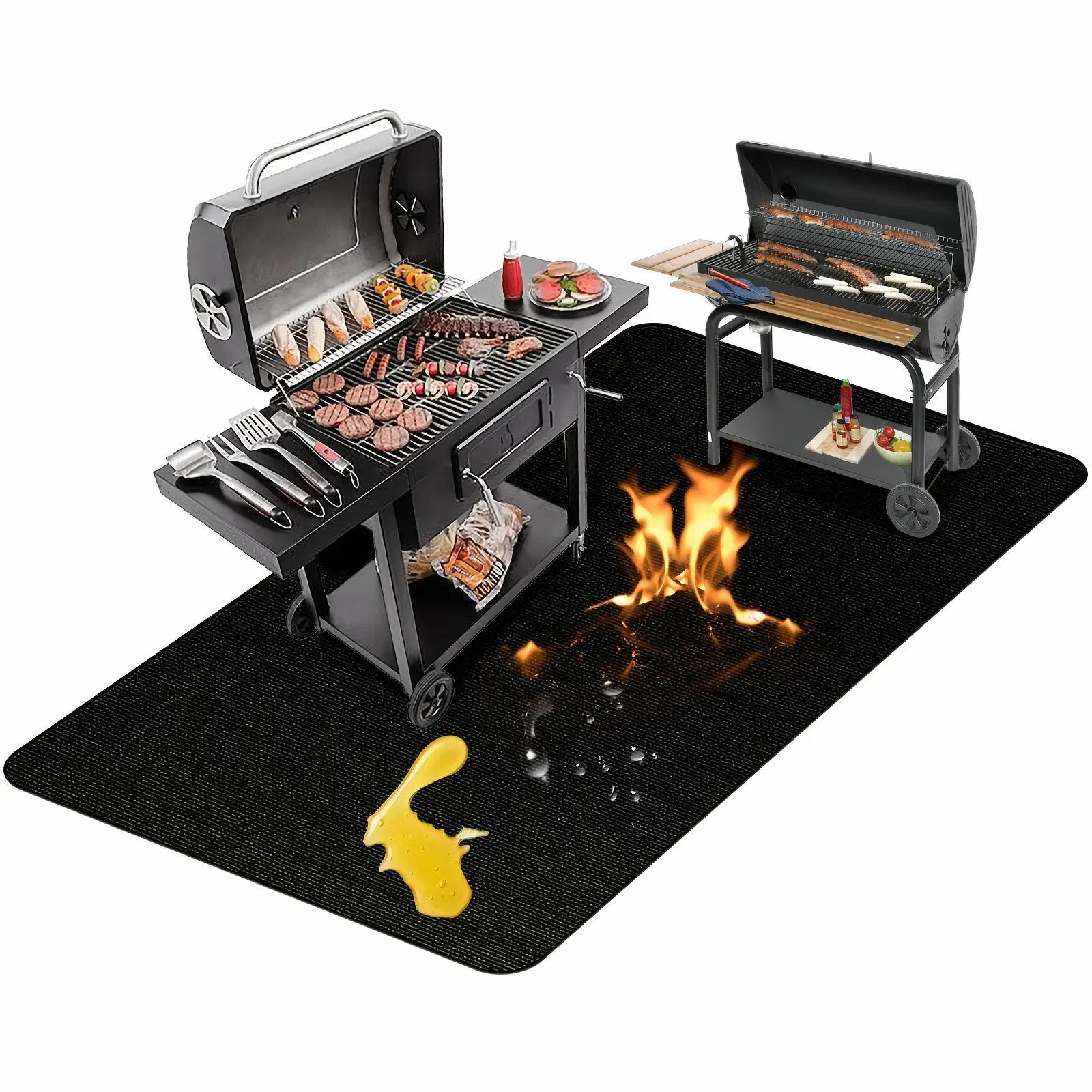Oversized Grill Mat Measuring 76X51/60X48/72X39 Inches, Suitable for Outdoor Grilling. This Double-Sided Fire-Resistant Pad Is Ideal for Indoor Fireplaces And Fire Pits, Providing an Oil-Resistant And Waterproof Barrier for Decks And Patios