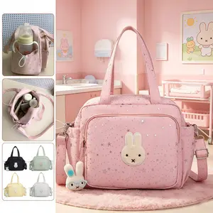 Cute Bunny Mom Bag, New Fashion Baby Carrier, Large Capacity Outdoor Storage, Single Shoulder Bag, Stylish Mummy Bag