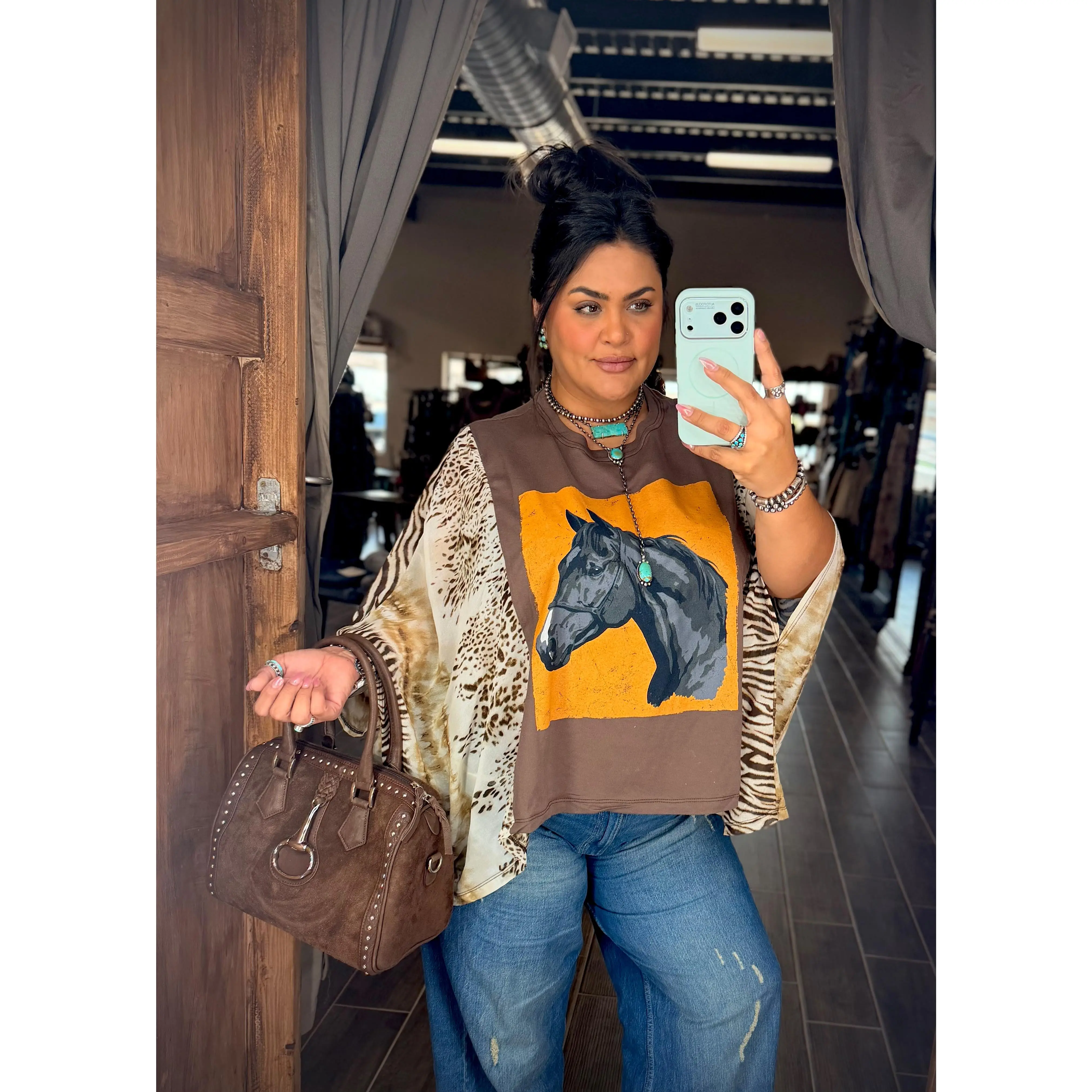 Horse Oversized Poncho Tee